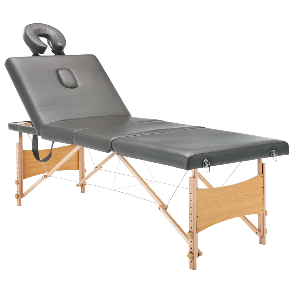 Table de massage avec 4 zones Cadre en bois Anthracite 186x68cm