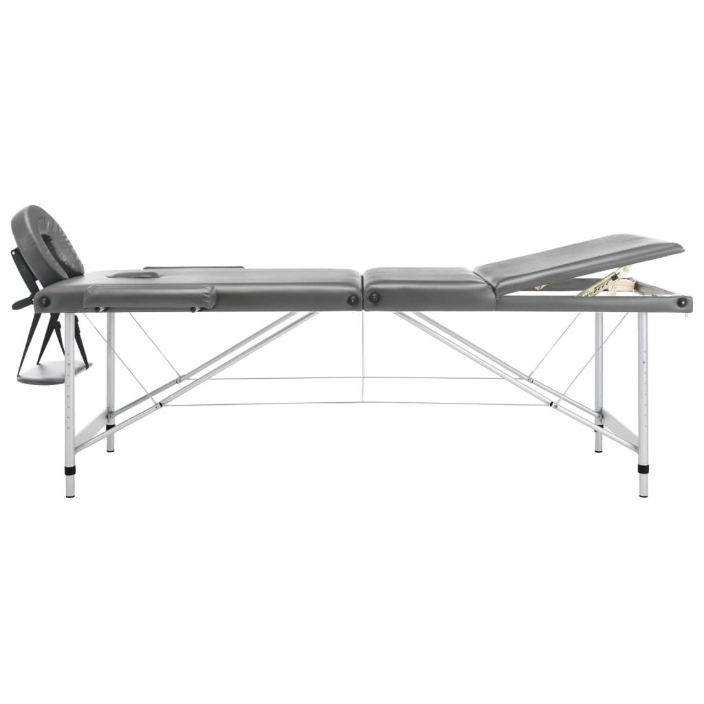 Table de massage 3 zones Cadre en aluminium Anthracite 186x68cm