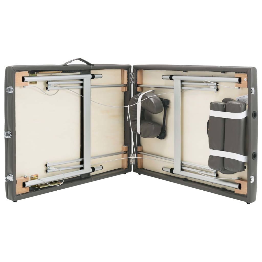 Table de massage 3 zones Cadre en aluminium Anthracite 186x68cm