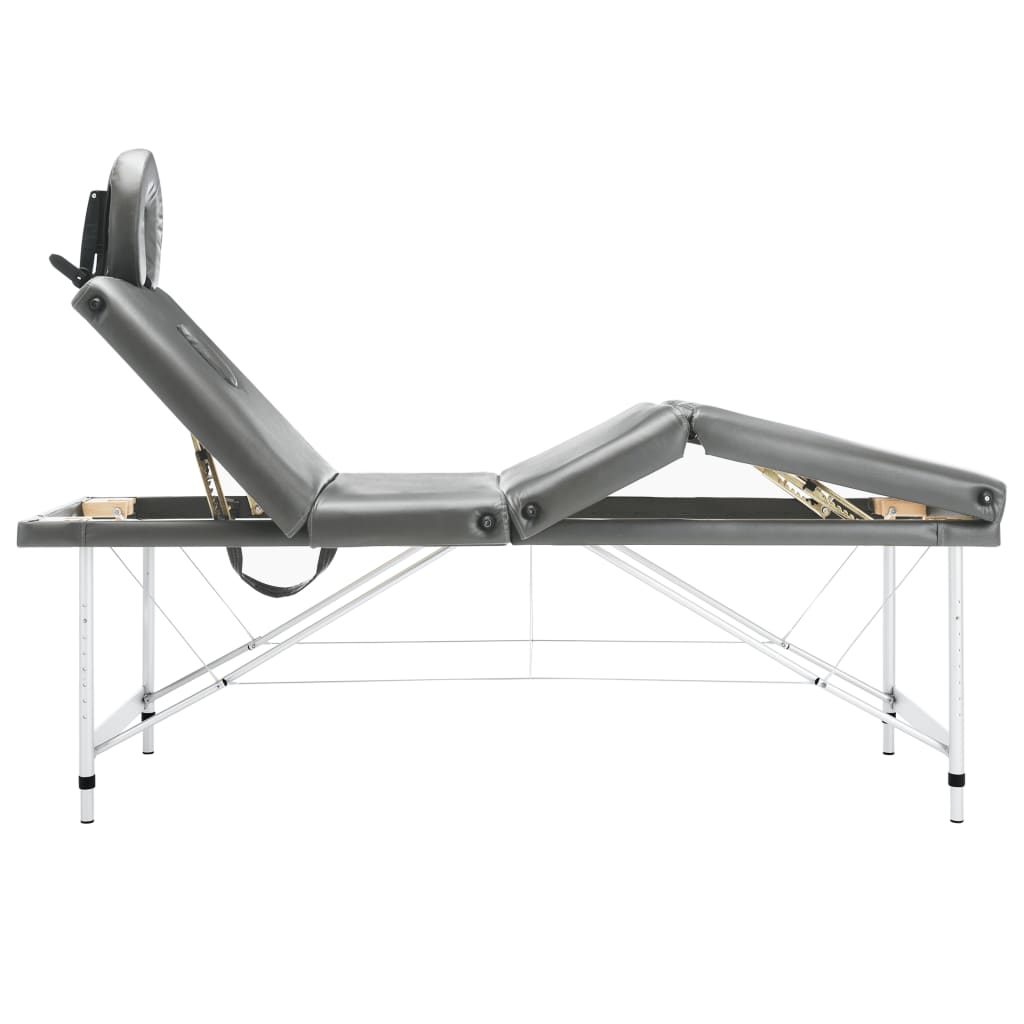 Table de massage 4 zones Cadre en aluminium Anthracite 186x68cm