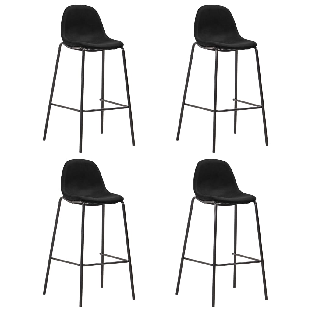 Chaises de bar 4 pcs Noir Tissu