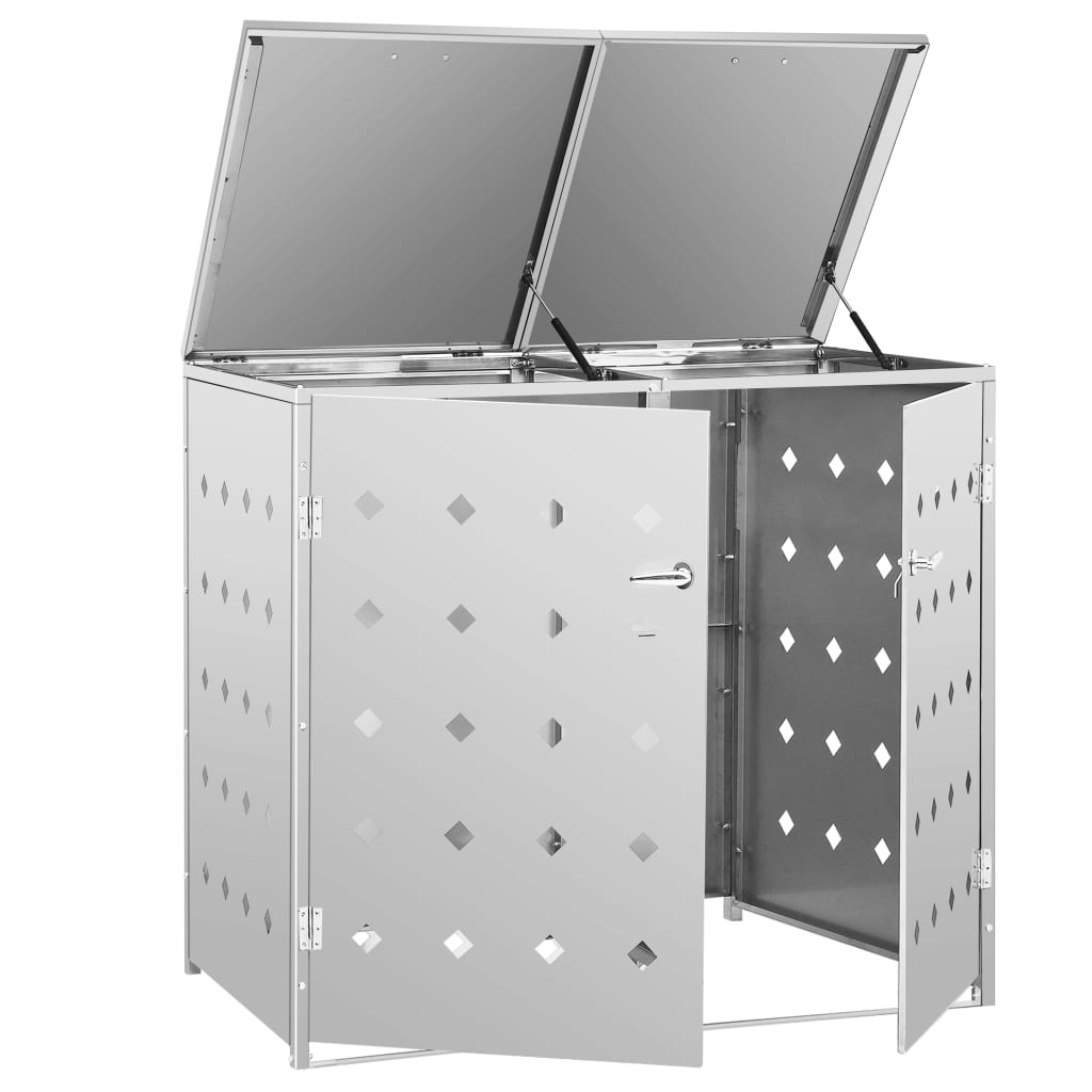 Abri de poubelle double sur roulettes 240 L Acier inoxydable
