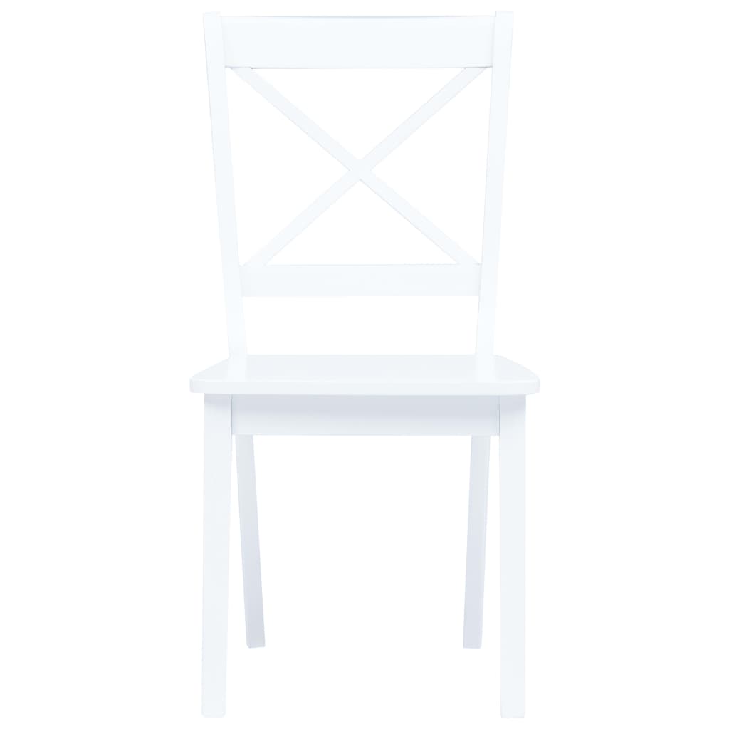 6 pcs Chaises de salle à manger Blanc Bois d'hévéa massif