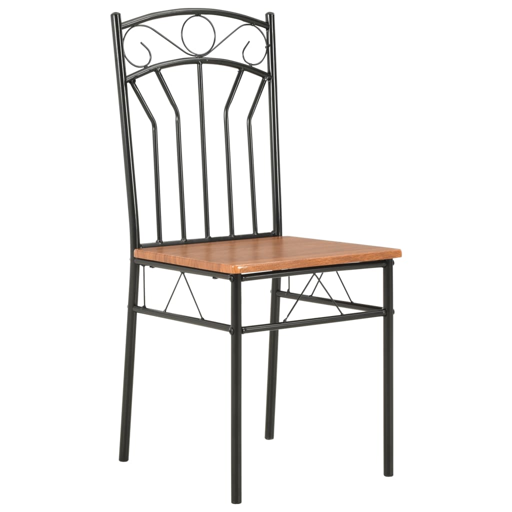 Ensemble de salle à manger 7 pcs MDF et acier Marron