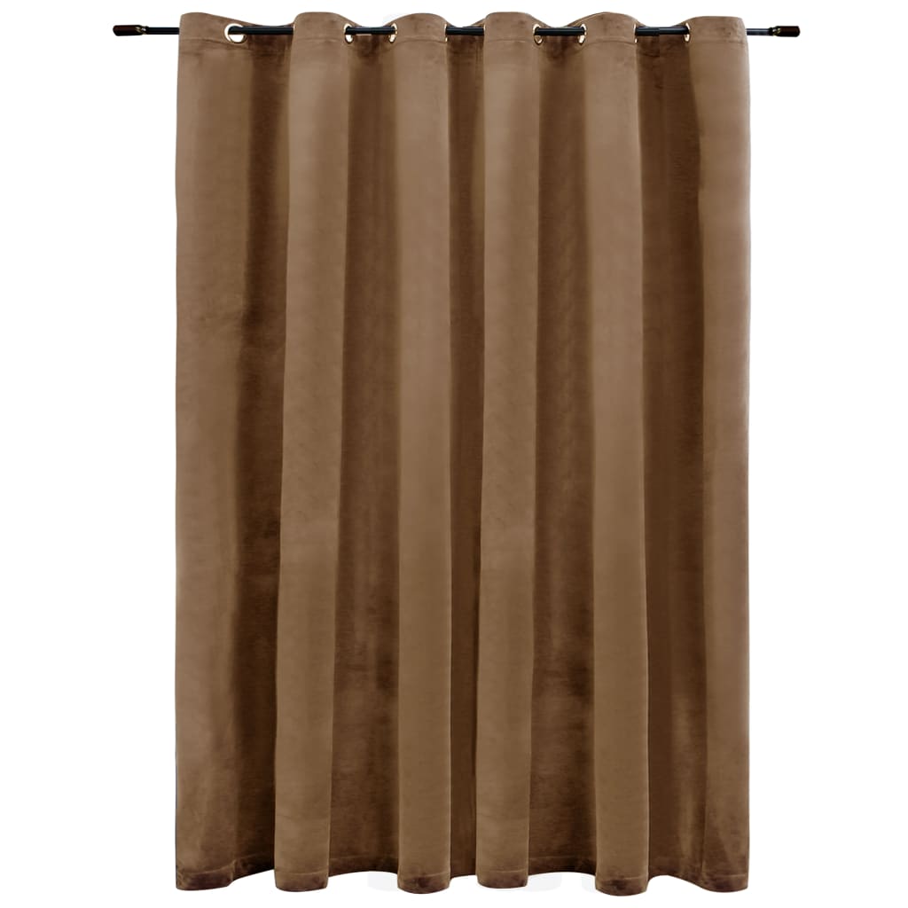 Rideau occultant avec anneaux en métal Velours Beige 290x245 cm