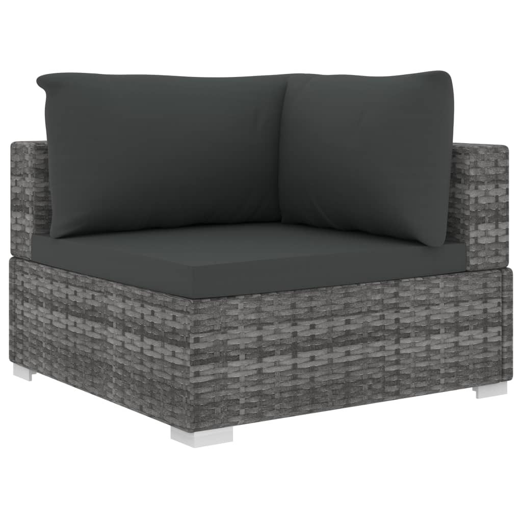 Salon de jardin 5 pcs avec coussins Résine tressée Gris