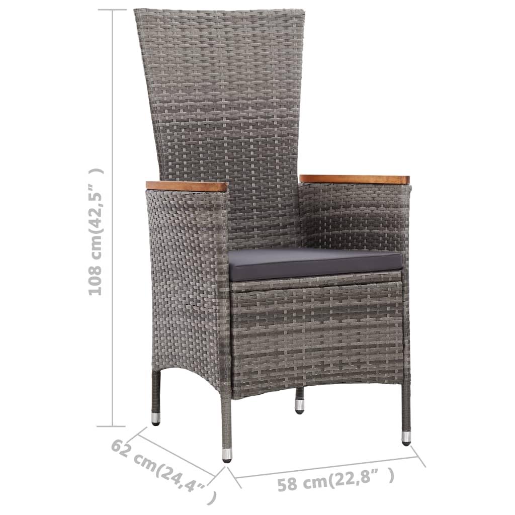Salon de jardin 9 pcs avec coussins Résine tressée Gris