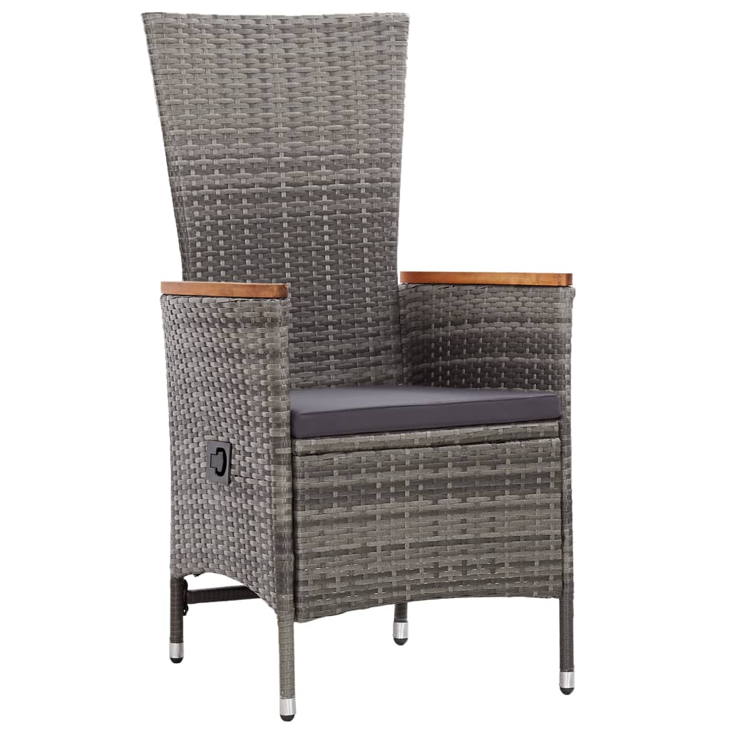 Salon de jardin 9 pcs avec coussins Résine tressée Gris