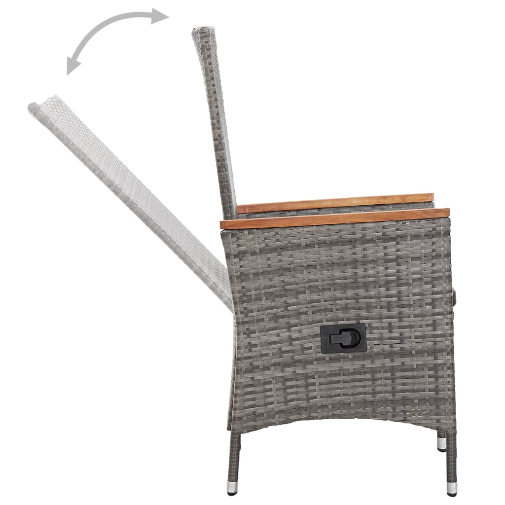 Salon de jardin 9 pcs avec coussins Résine tressée Gris