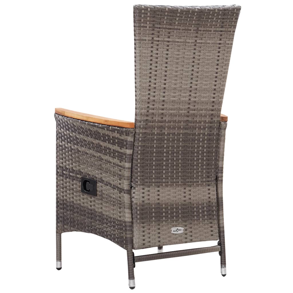 Chaises d'extérieur 2 pcs avec coussins Résine tressée Gris