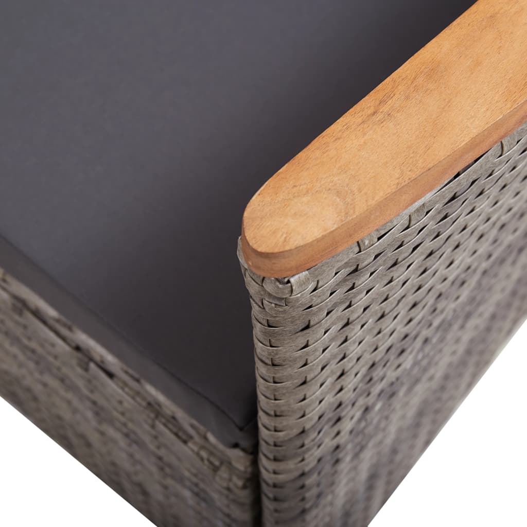 Chaises d'extérieur 2 pcs avec coussins Résine tressée Gris