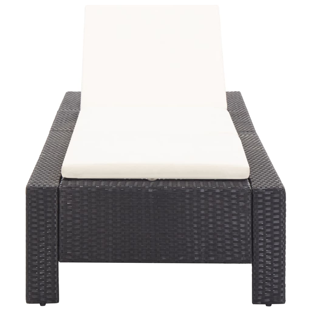 Transat avec coussin Noir Résine tressée