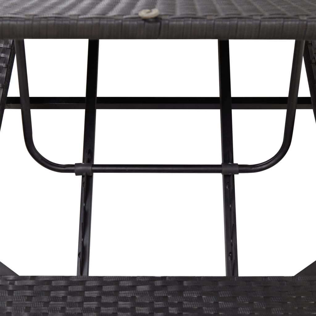 Transat avec coussin Noir Résine tressée