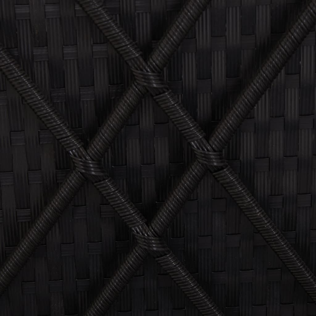 Chaise longue avec auvent et coussin Résine tressée Noir