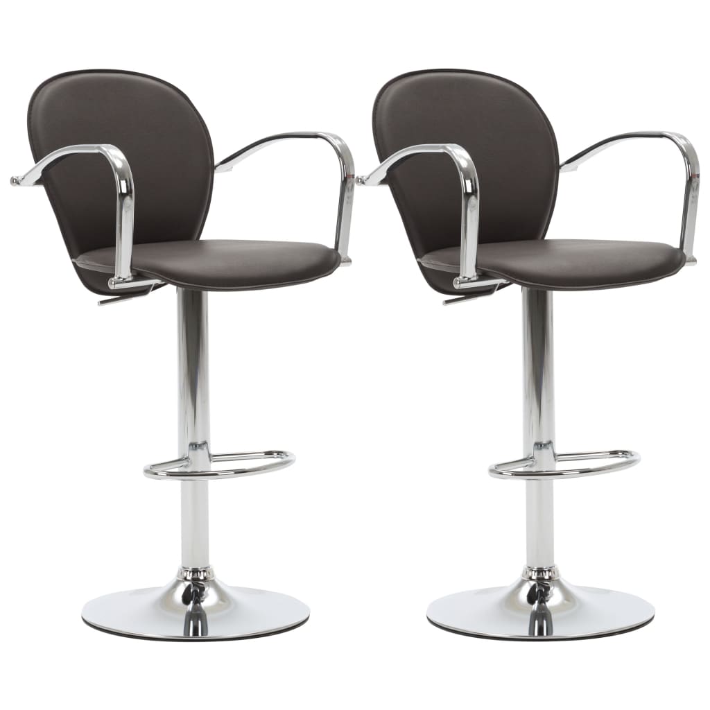 Tabourets de bar avec accoudoir 2 pcs Marron Similicuir