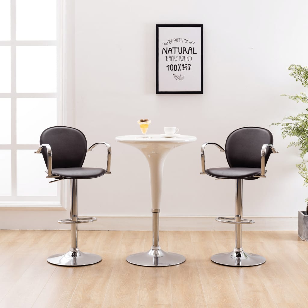 Tabourets de bar avec accoudoir 2 pcs Marron Similicuir