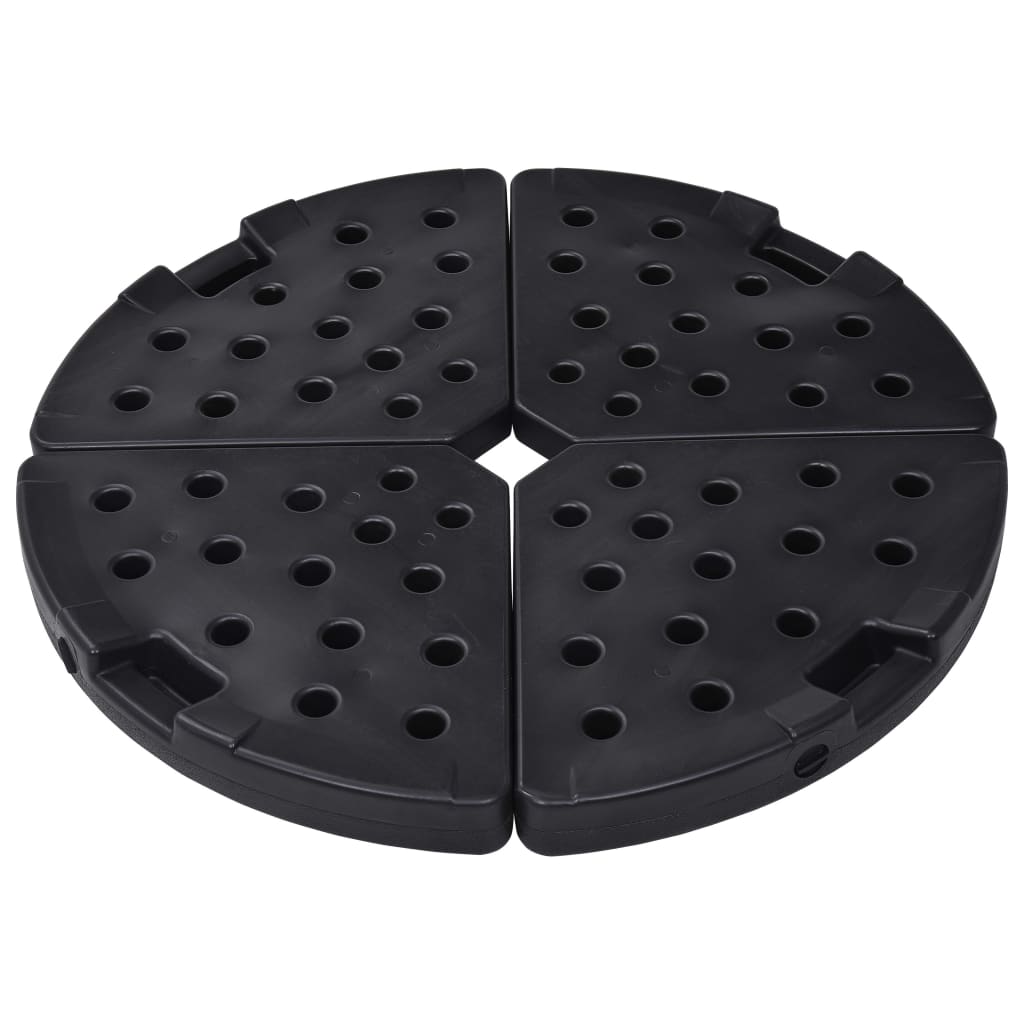 Socle de parasol en forme d'éventail 4 pcs Noir