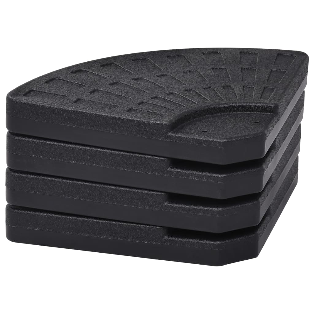 Socle de parasol en forme d'éventail 4 pcs Noir
