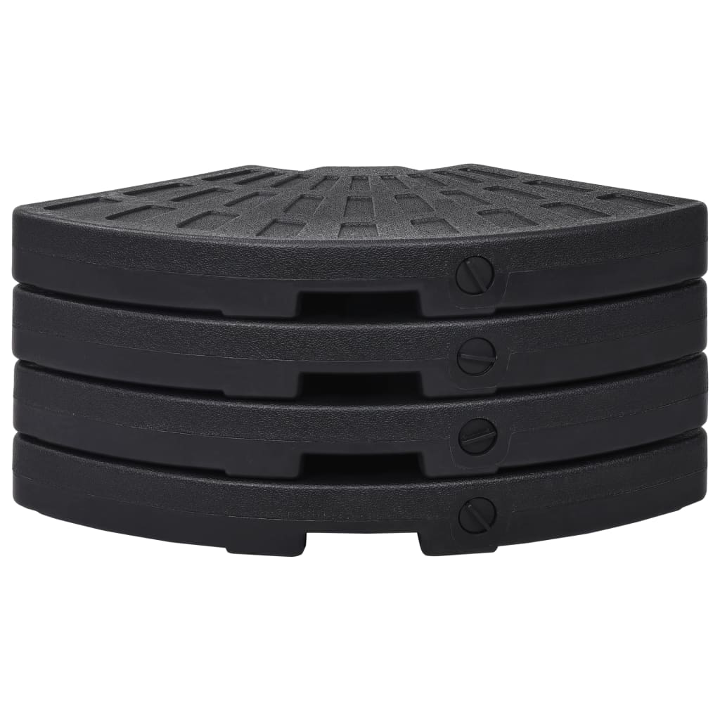 Socle de parasol en forme d'éventail 4 pcs Noir