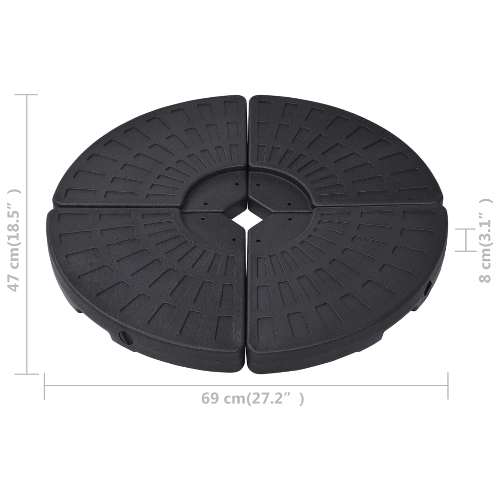 Socle de parasol en forme d'éventail 4 pcs Noir