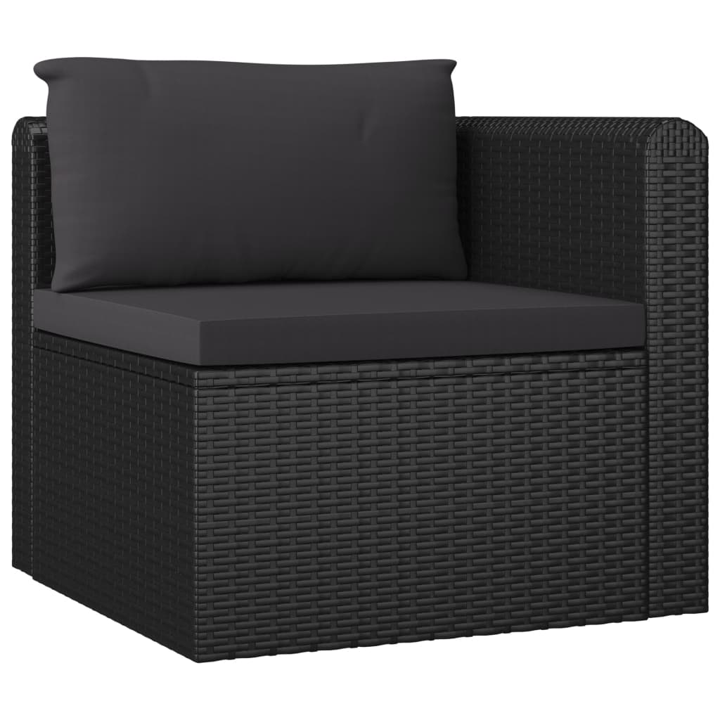 Canapés de jardin 2 pcs avec coussins Résine tressée Noir