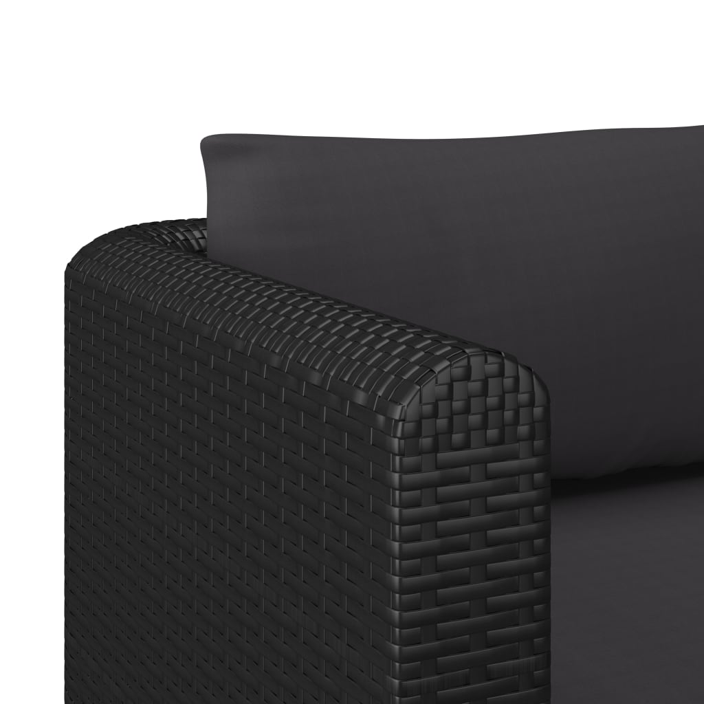 Canapés de jardin 2 pcs avec coussins Résine tressée Noir
