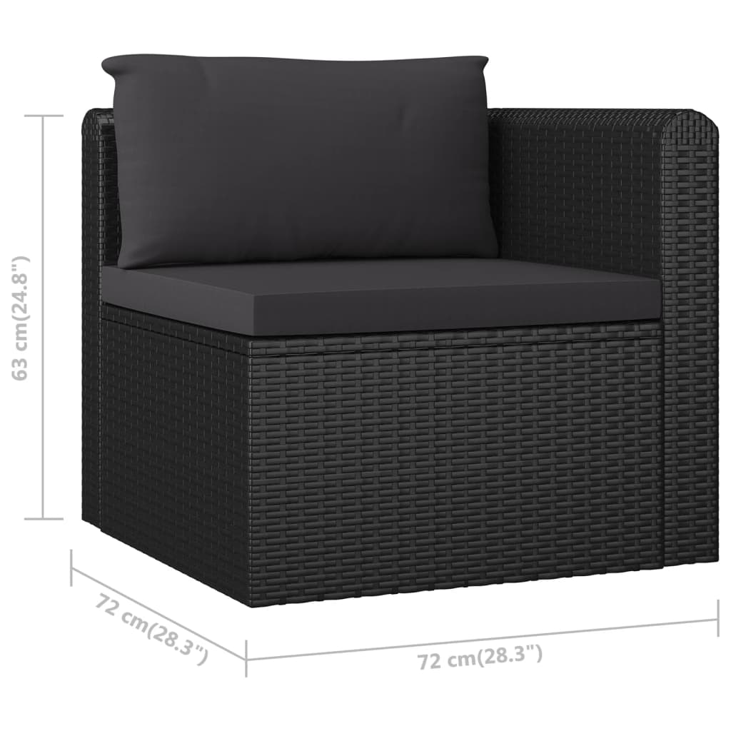 Canapés de jardin 2 pcs avec coussins Résine tressée Noir