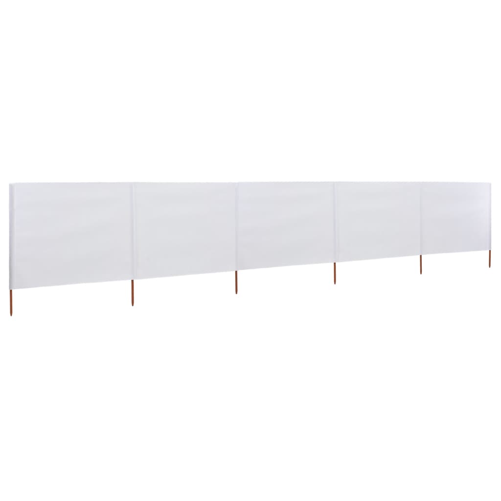 Paravent 5 panneaux Tissu 600 x 80 cm Blanc sable