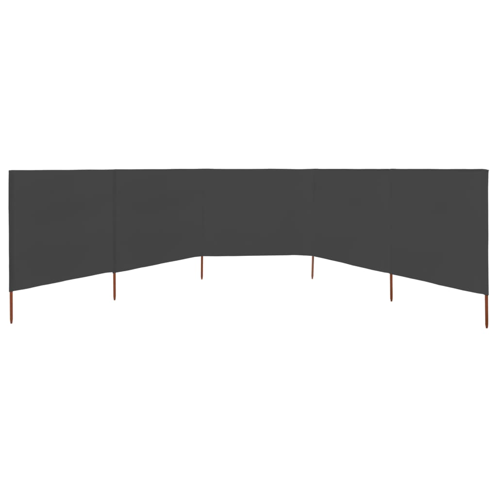 Paravent 5 panneaux Tissu 600 x 80 cm Anthracite