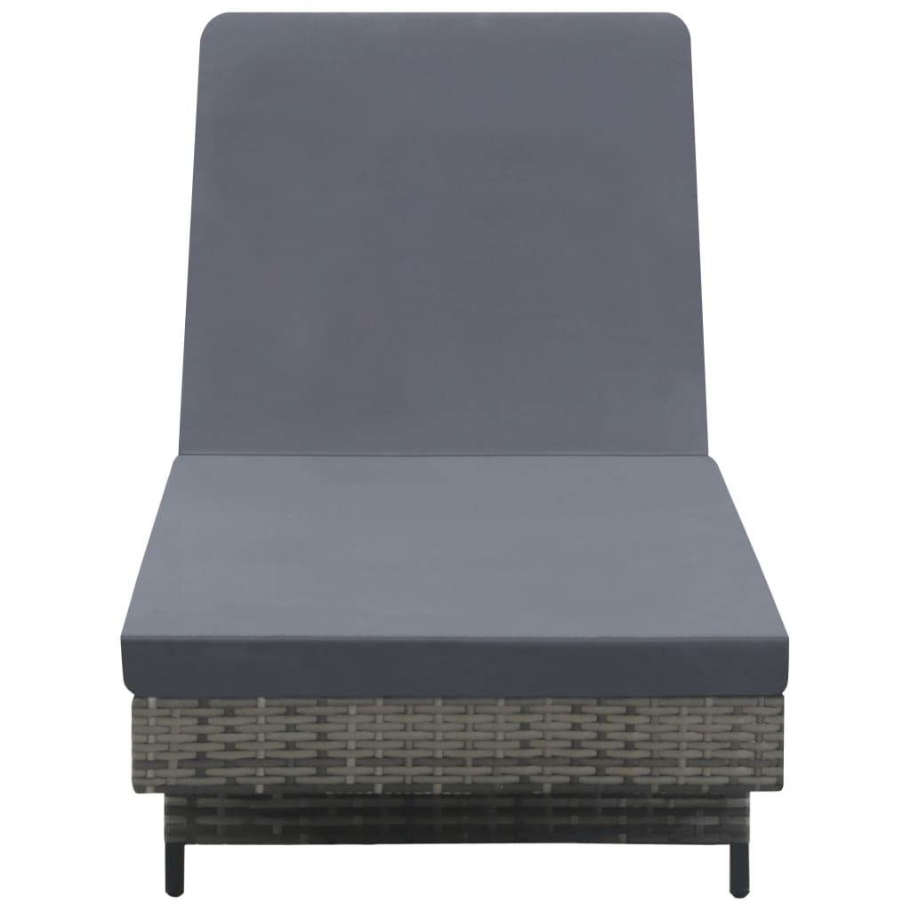 Chaise longue avec roues et coussin Résine tressée Anthracite