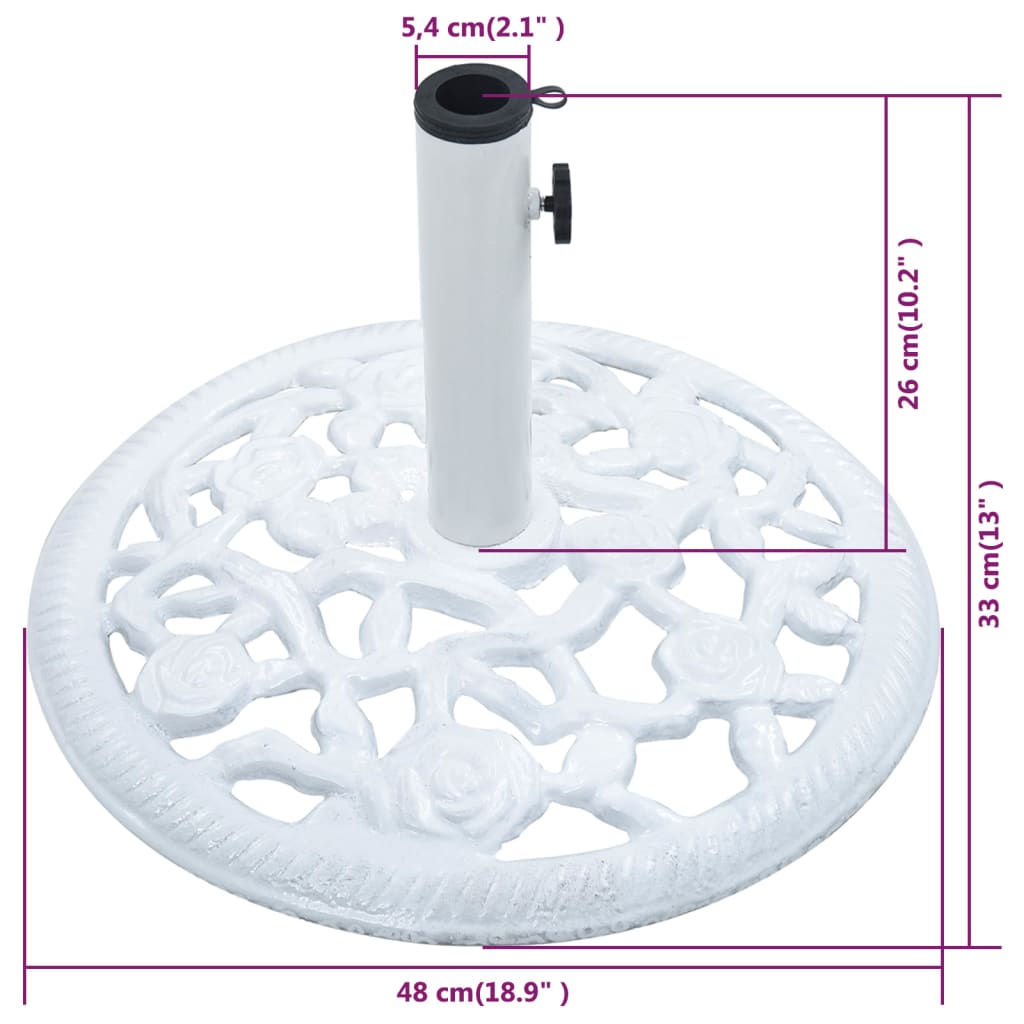 Socle de parasol Blanc 12 kg 48 cm Fonte