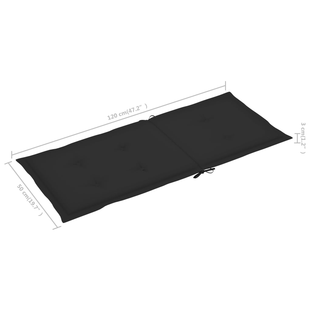 Coussins de chaise de jardin 4 pcs Noir 120x50x3 cm