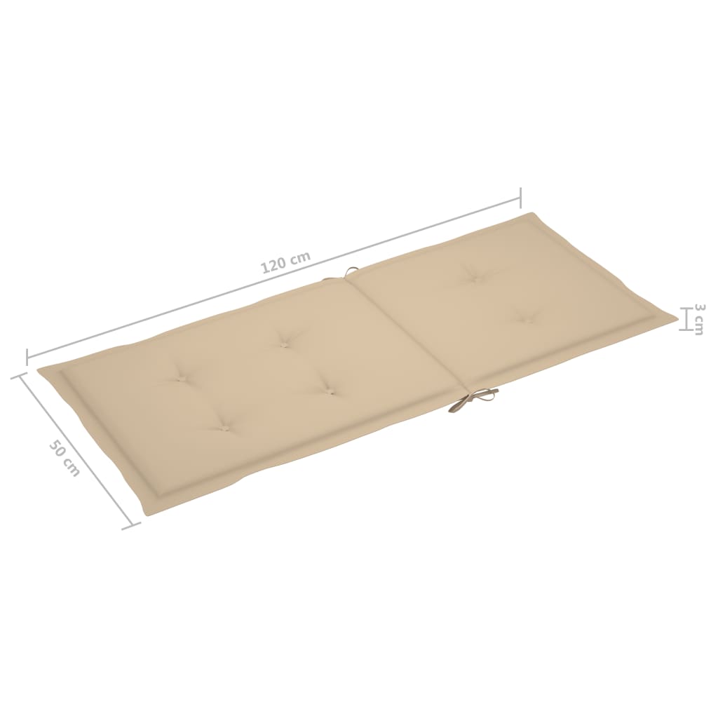 Coussins de chaise de jardin 4 pcs Beige 120 x 50 x 3 cm