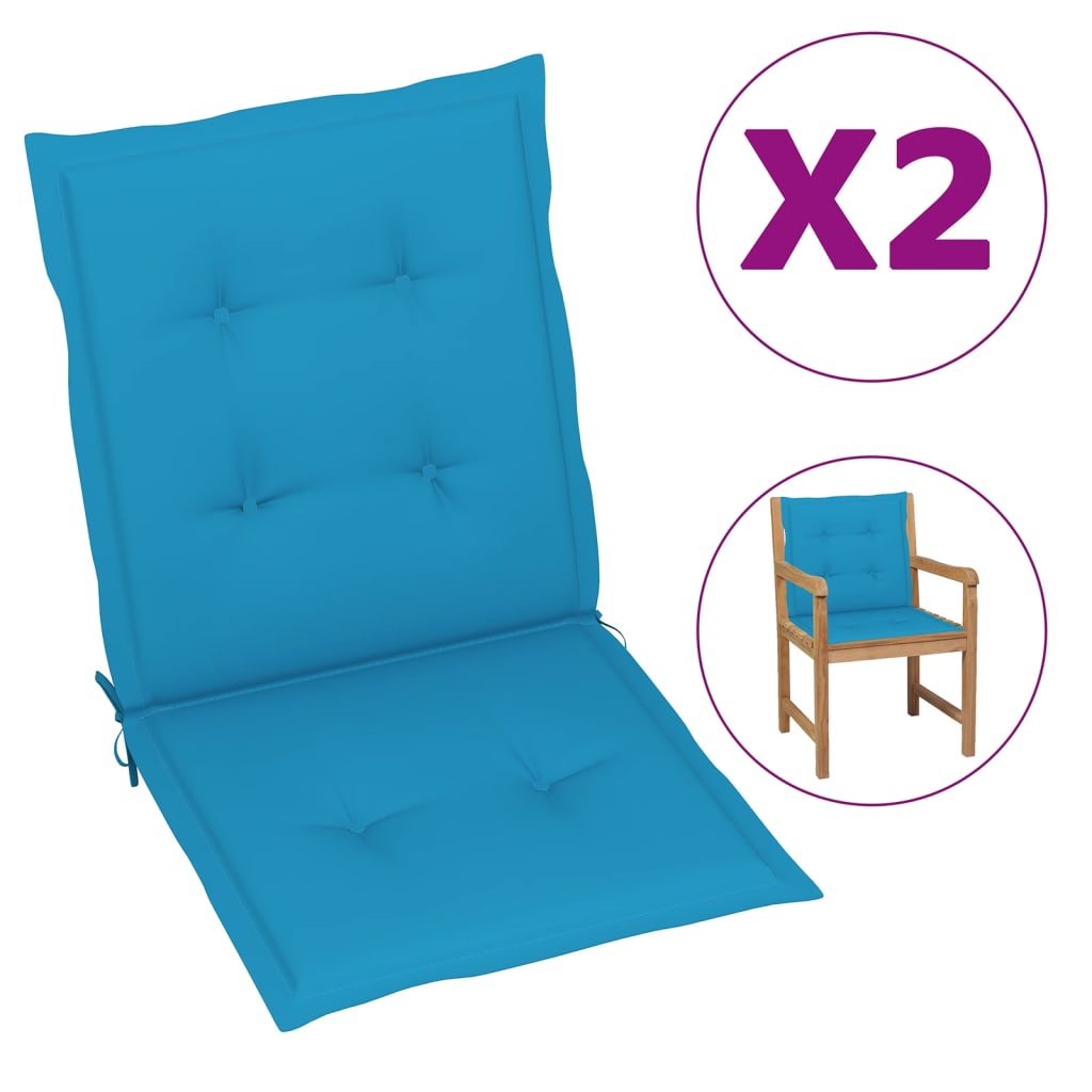 Coussins de chaise de jardin 2 pcs Bleu 100 x 50 x 3 cm