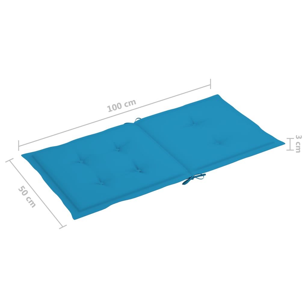 Coussins de chaise de jardin 2 pcs Bleu 100 x 50 x 3 cm