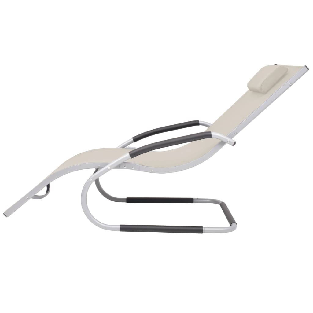 Chaise longue avec oreiller Aluminium et textilène Crème