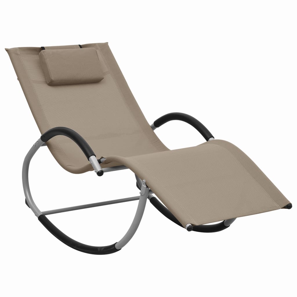 Chaise longue avec oreiller Taupe Textilène