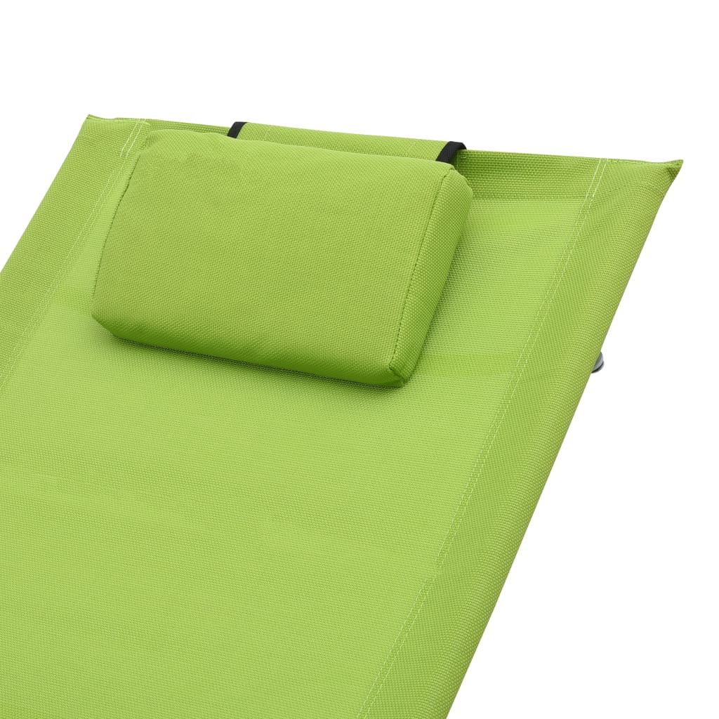 Chaise longue avec oreiller Vert Textilène