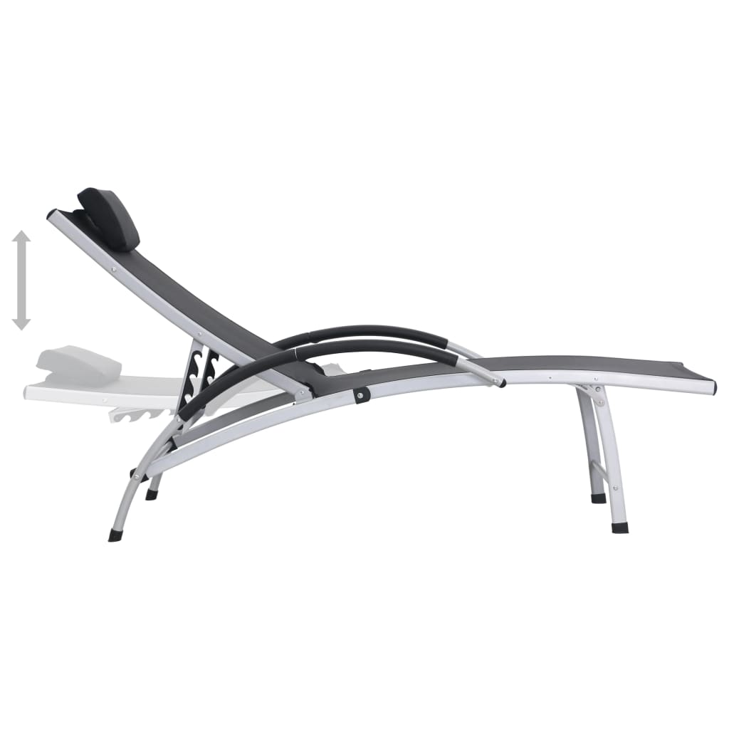 Chaise longue Aluminium Textilène Noir