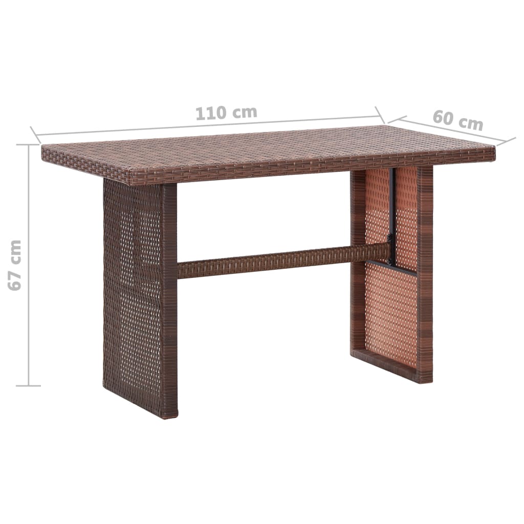 Table de jardin Marron 110x60x74 cm Résine tressée