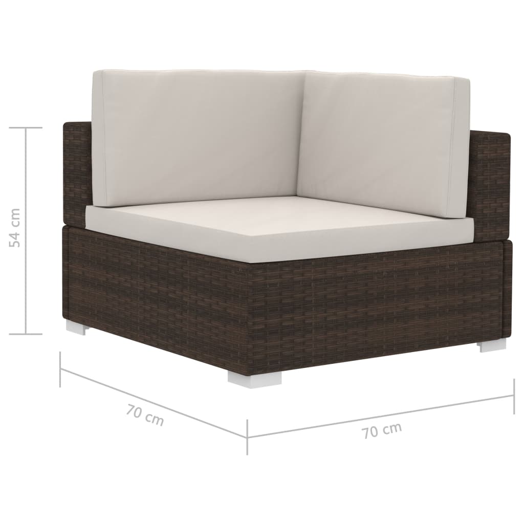 Chaises d'angles 2 pcs avec coussins Résine tressée Marron