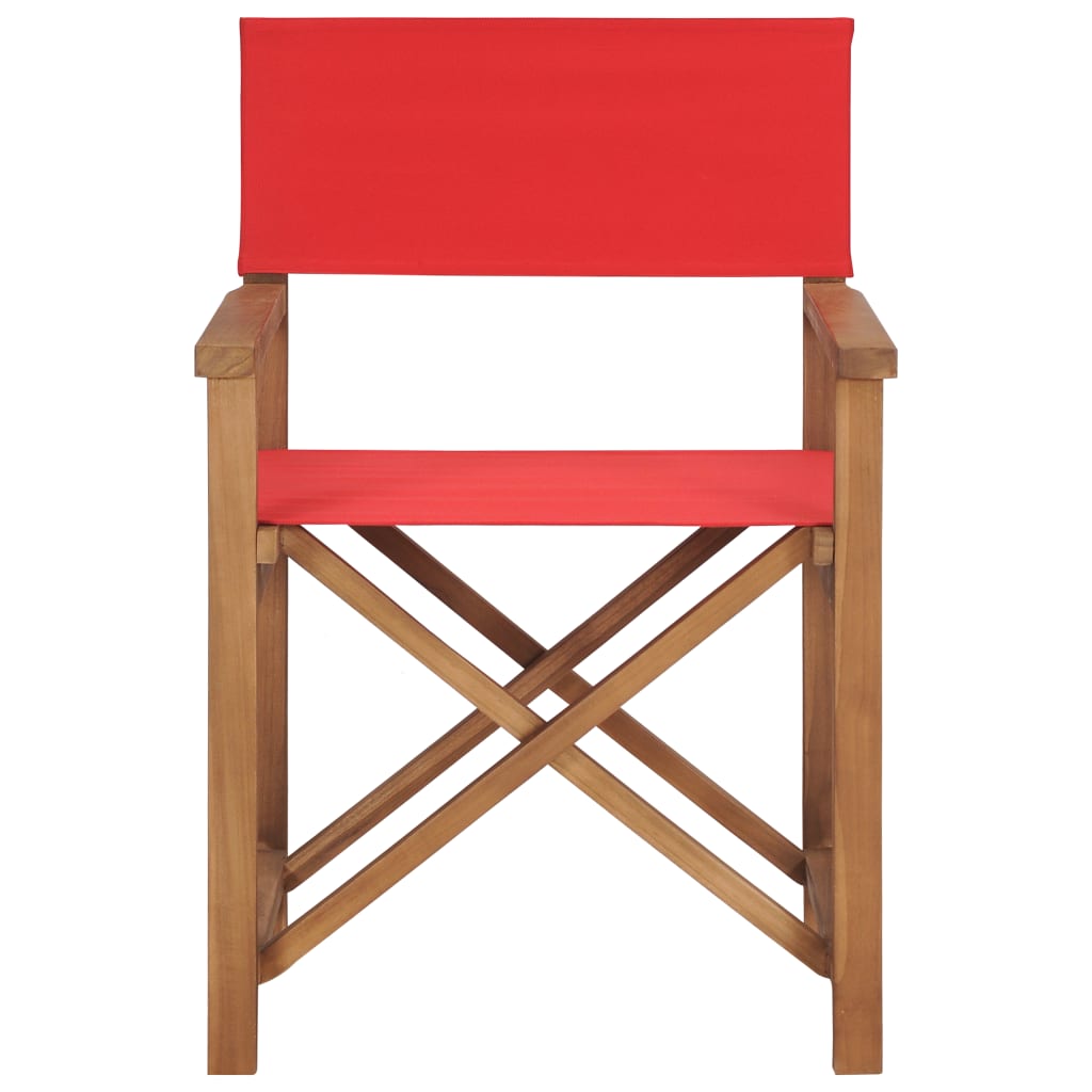 Chaise de metteur en scène Bois de teck solide Rouge