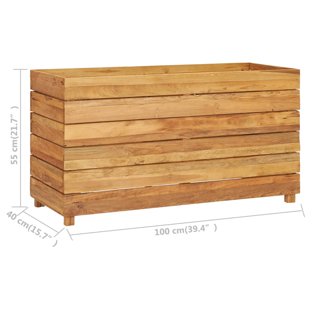 Lit surélevé 100x40x55 cm Bois de teck recyclé et acier