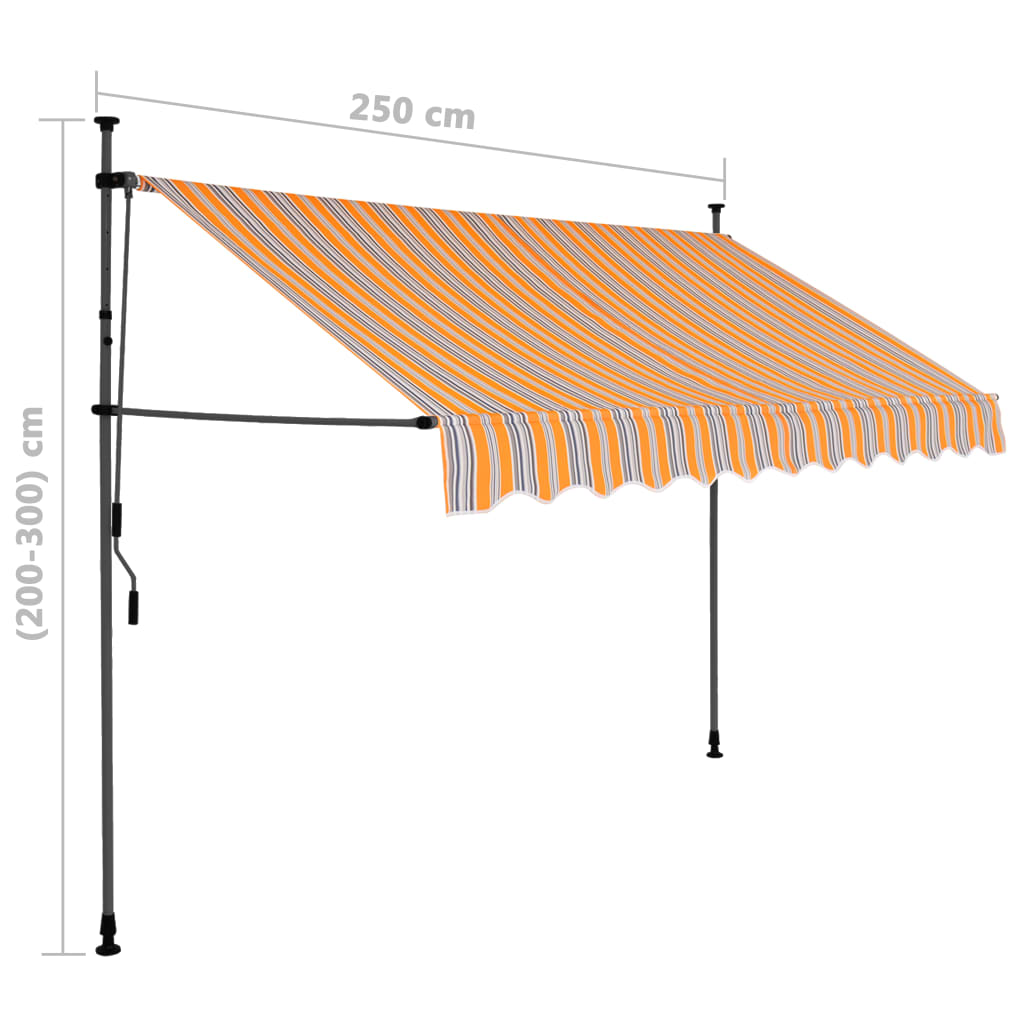 Auvent manuel rétractable avec LED 250 cm Jaune et bleu