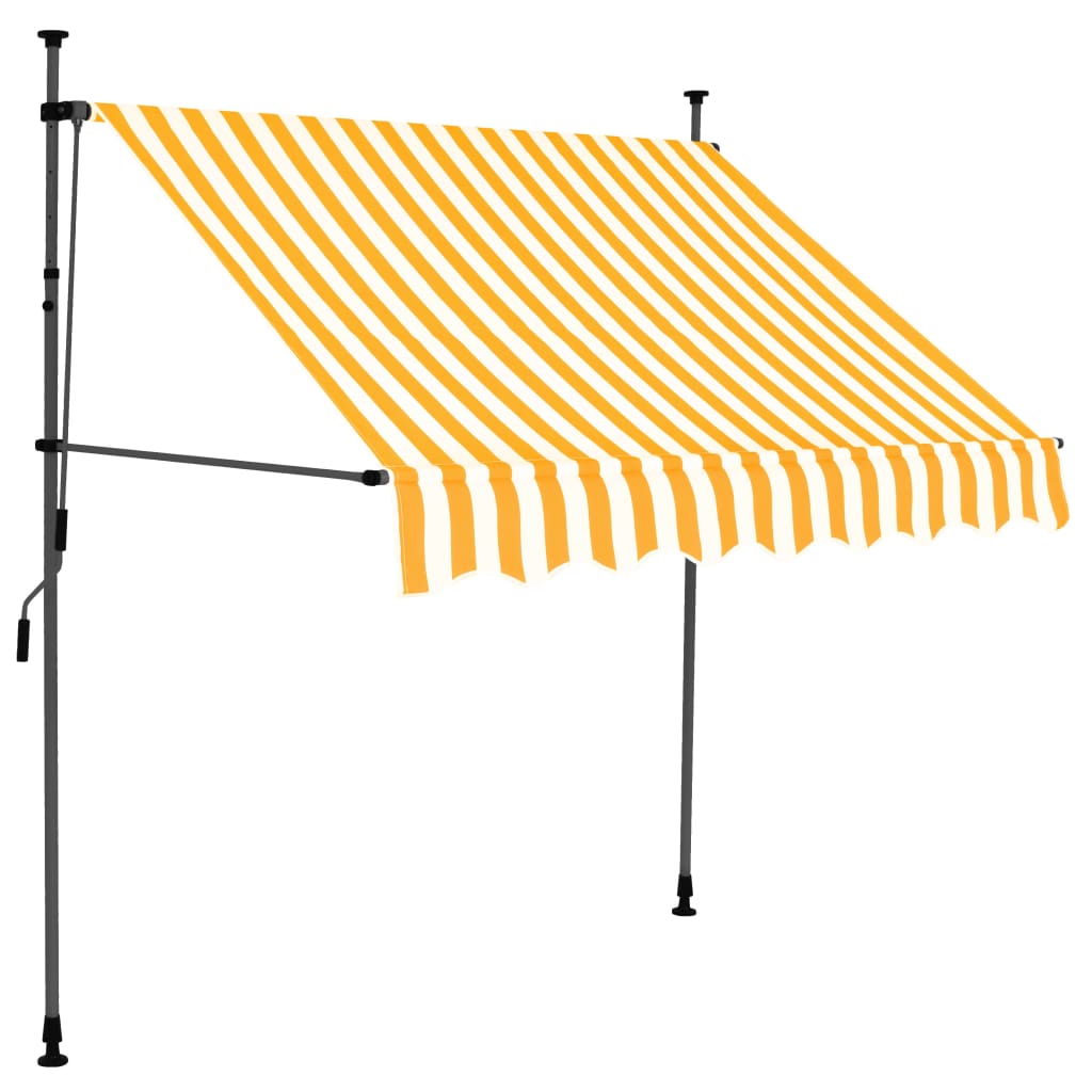 Auvent manuel rétractable avec LED 200 cm Blanc et orange
