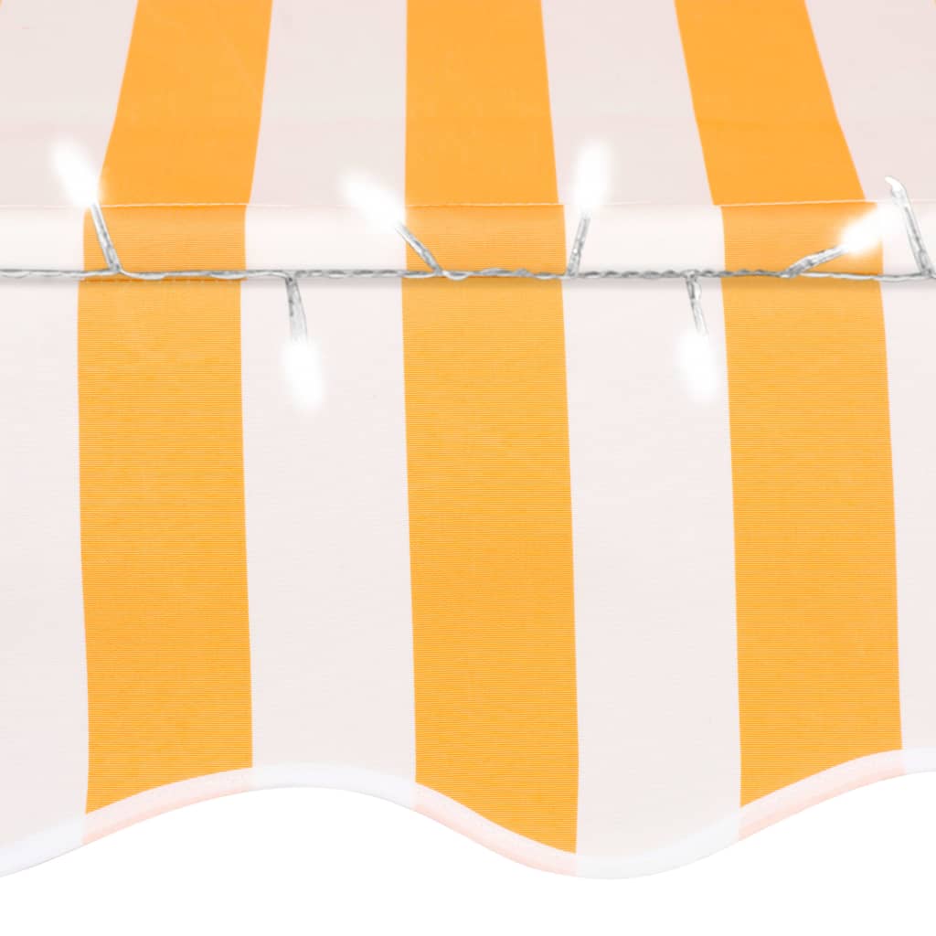 Auvent manuel rétractable avec LED 200 cm Blanc et orange