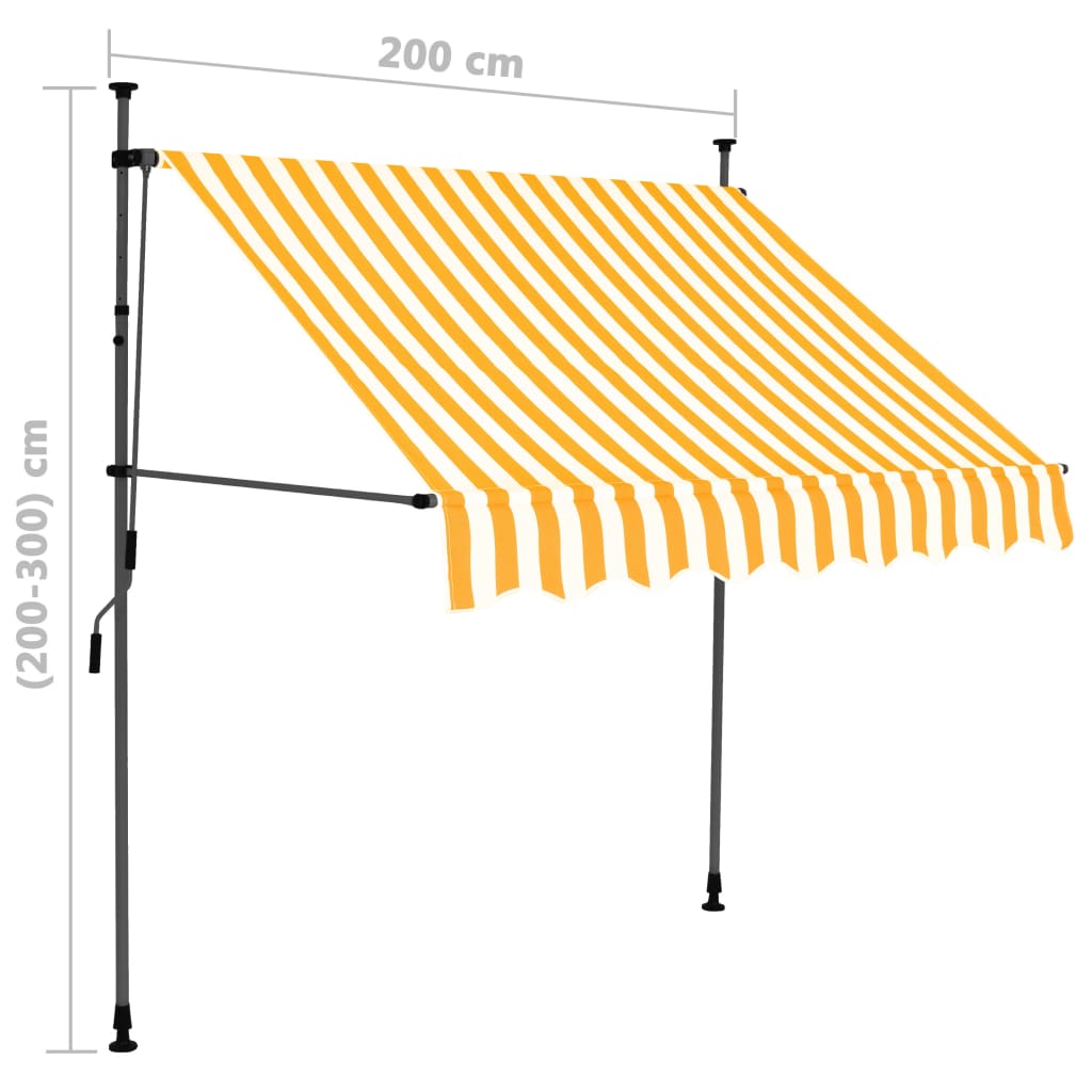 Auvent manuel rétractable avec LED 200 cm Blanc et orange