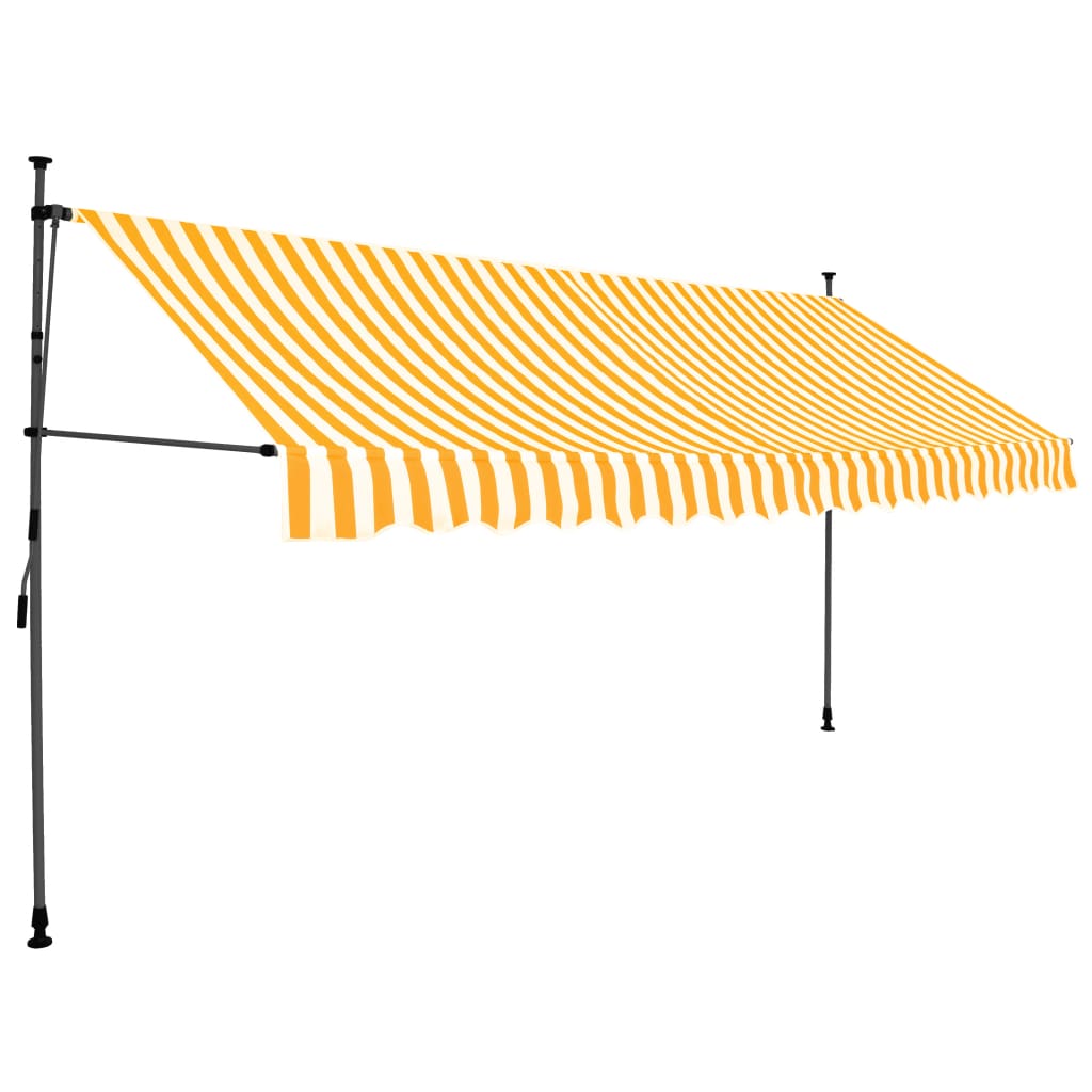 Auvent manuel rétractable avec LED 350 cm Blanc et orange