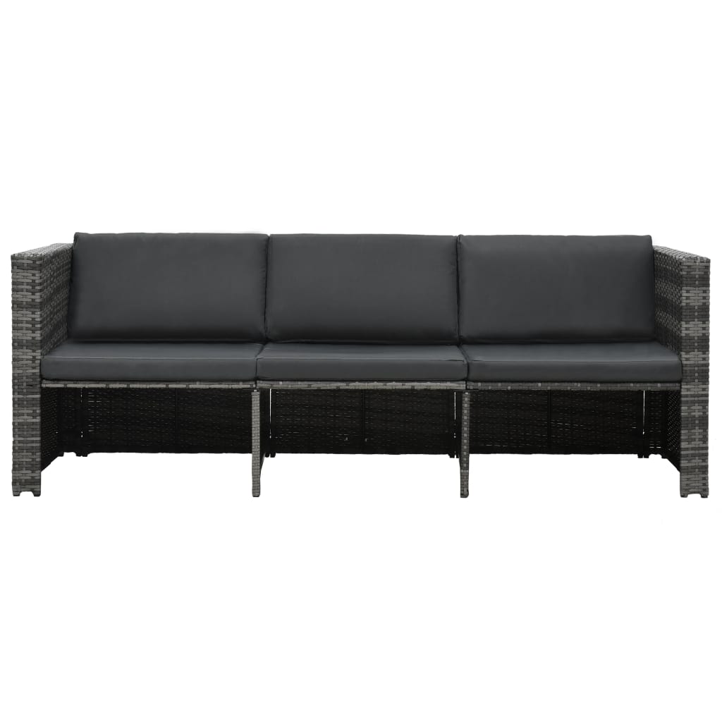 Salon de jardin 4 pcs avec coussins Résine tressée Gris