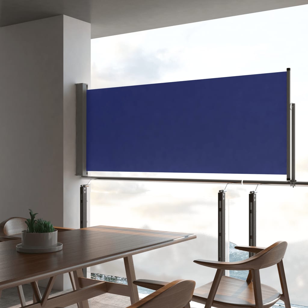 Auvent latéral rétractable de patio 100x300 cm Bleu